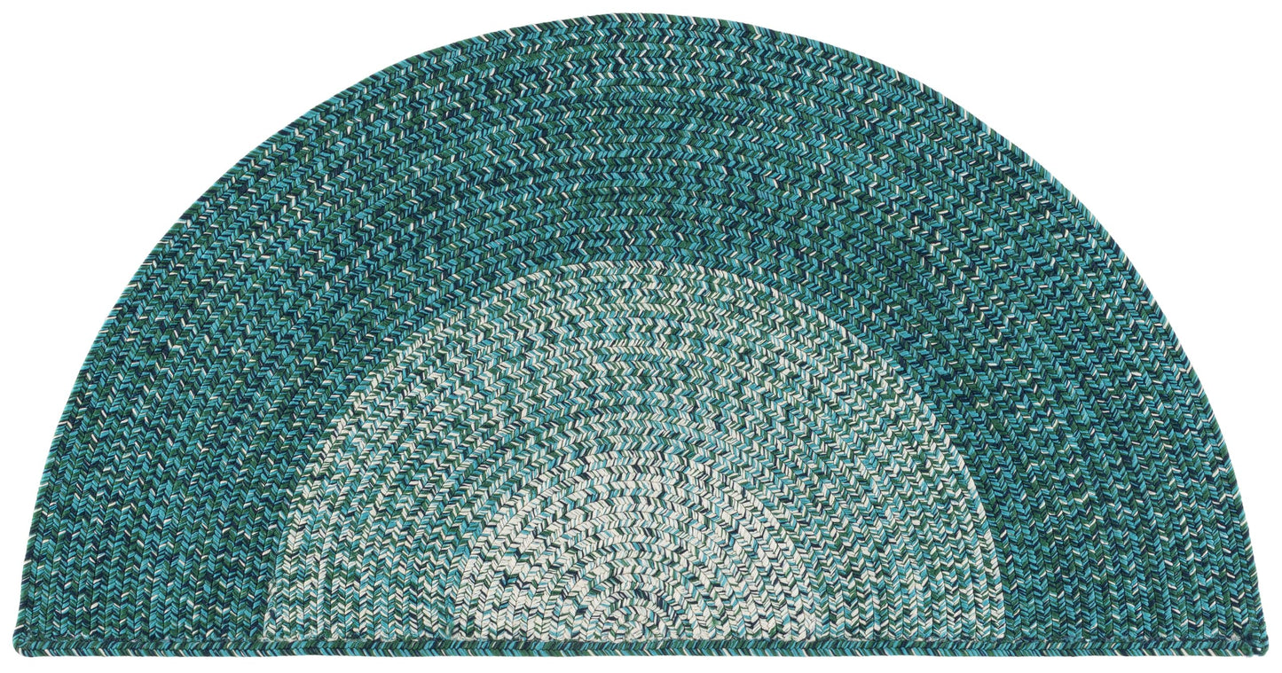 SAFAVIEH Washable Indoor Outdoor Accent Rug 2'x4' - Braided Collection - Ivory & Turquoise, Handmade & Reversible, Weather Resistant, Ideal for Patio, Entryway, Front Door (BRA220K)