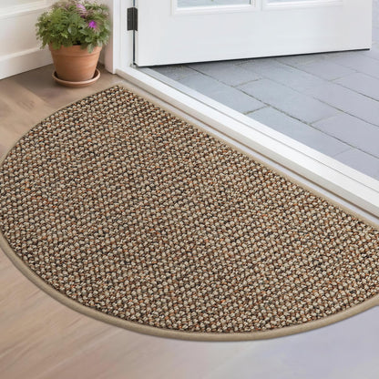 BEQHAUSE Dirt Trapper Door Mat 17" x 30" Half Circle Non Slip Washable Doormats Entrance Rugs Absorbent Welcome Low Profile Floor Mats for Front Back Door and Entryway, Taupe