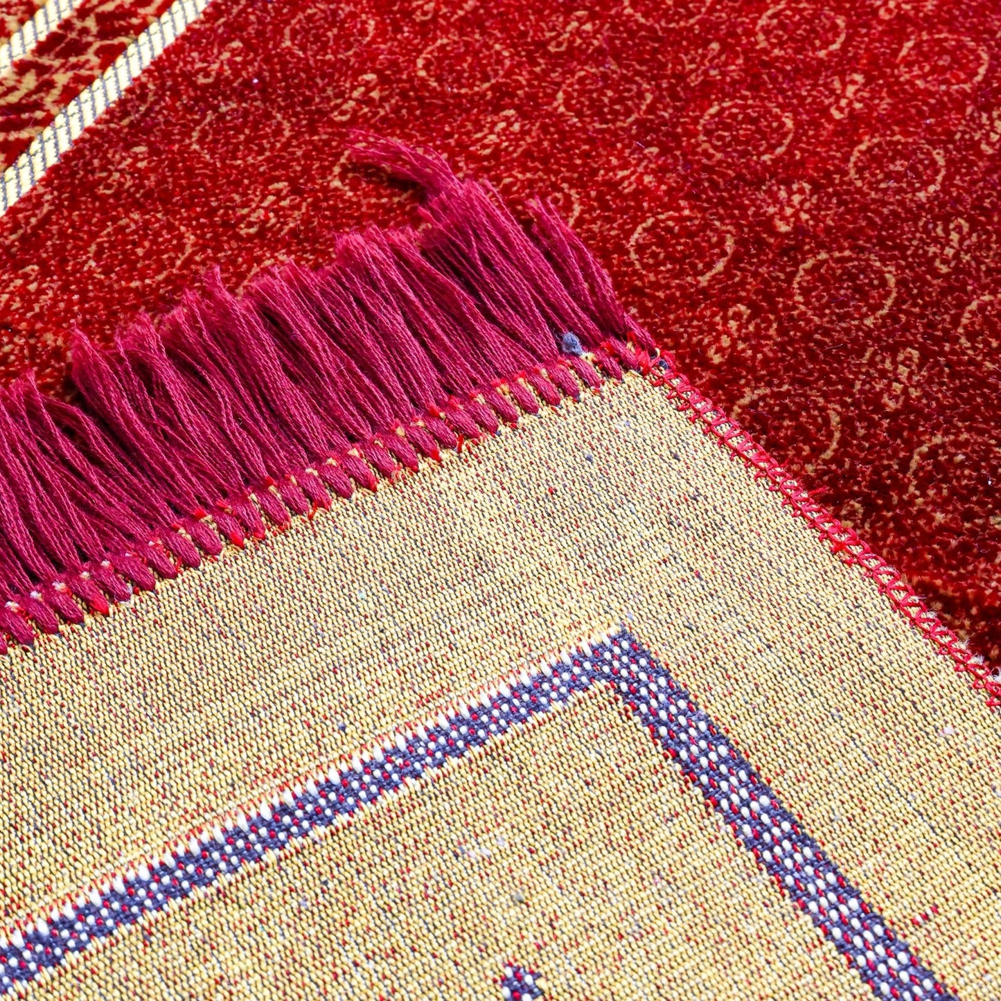 FIRASET Muslim Prayer Rug, Soft Plush Thin Islamic Prayer Mat, Janamaz, Sajada, Praying Carpet, Islamic Gift for Men & Women, Islamic Mat, Bordeaux, Eid & Ramadan Gift with Prayer Beads, 26x43 inch