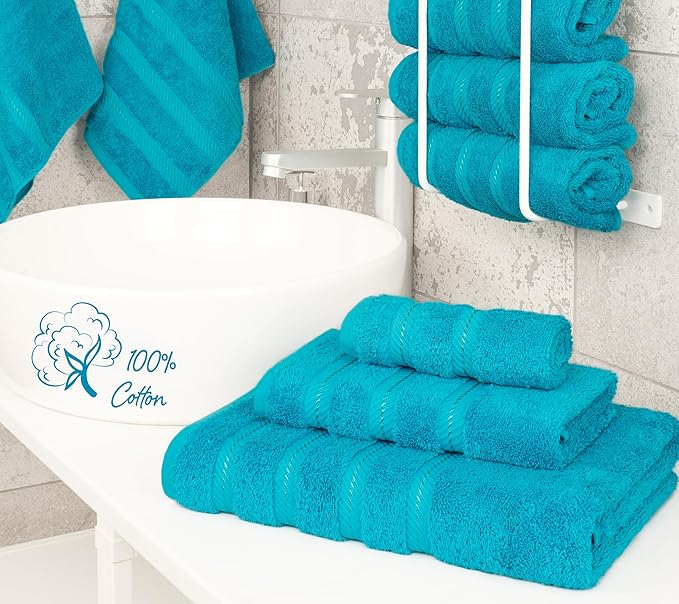American Soft Linen Premium 3 Piece Towel Set, 1 Bath Towel 1 Hand Towel 1
