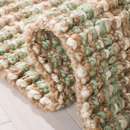 SAFAVIEH Area Rug 4x6 - Natural Fiber Collection - Sage & Natural Brown, Handmade Jute, Farmhouse Style, Chunky Textured Thick Pile (NF447S)