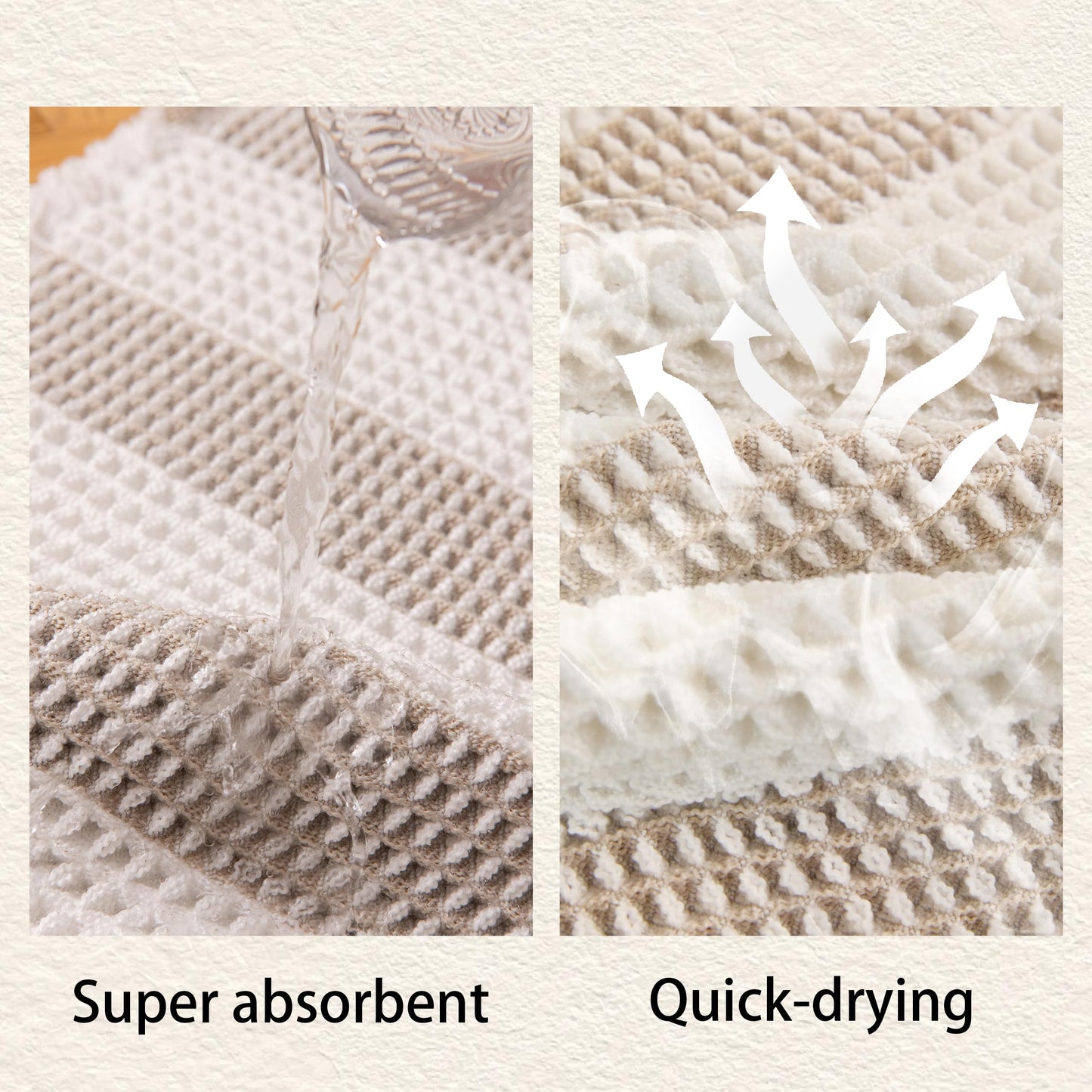 KaviKon Waffle Bath Mat Non Slip, Boho Bathroom Rug, Super Absorbent Quick Dry Bathroom Mat, Soft Farmhouse Bath Rug with Tassels, Small Washable Shower Mats for Floor 16"x24", White and Taupe