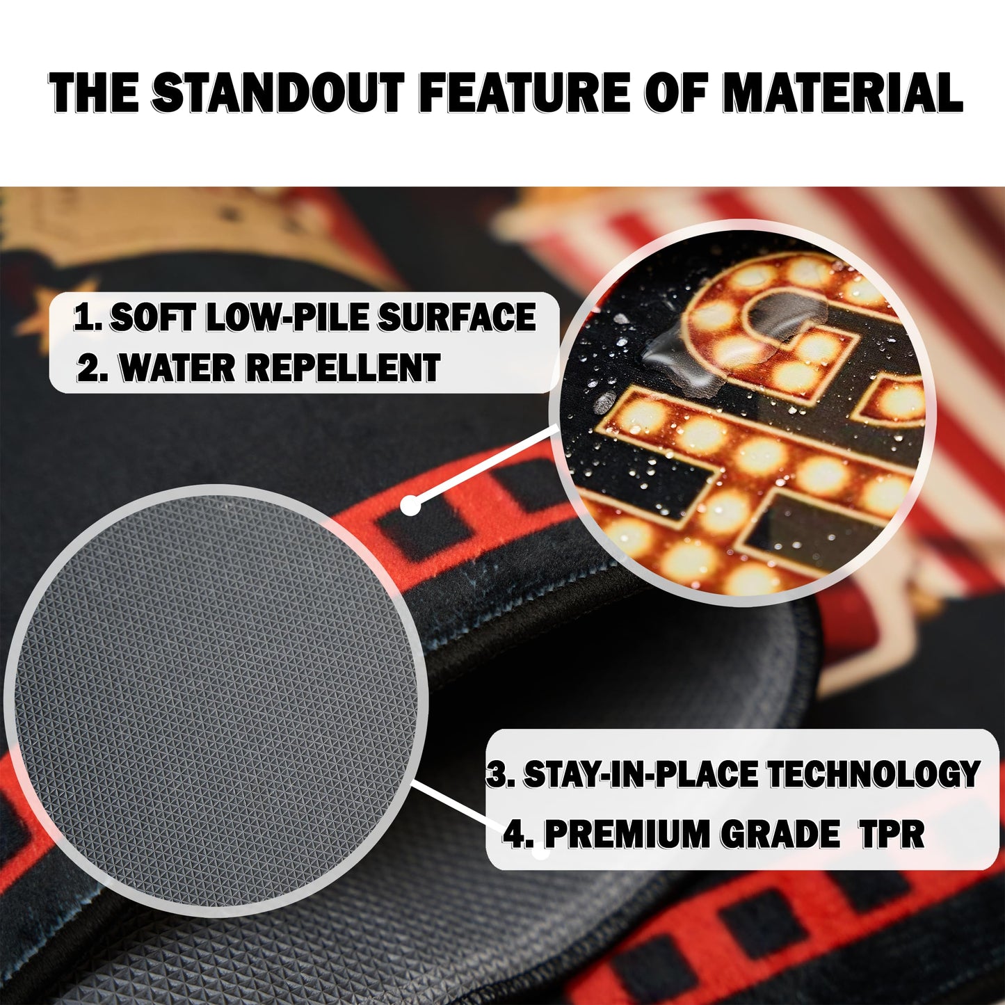 Movie Theater Rug 3x5 ft for Home Theater Room, New Materials, Non-Slip, Stain Resistant, Waterproof, Easy to Clean, Cinema Theme Carpet for Movie Room, Media Room 02