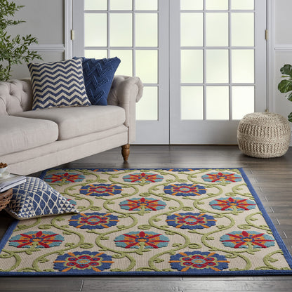 Nourison Home Aloha Blue Multicolor 3'6" x 5'6" Area Rug - Easy Clean, Non Shedding, Bed Room, Living Room, Dining Room, Kitchen (4' x 6')
