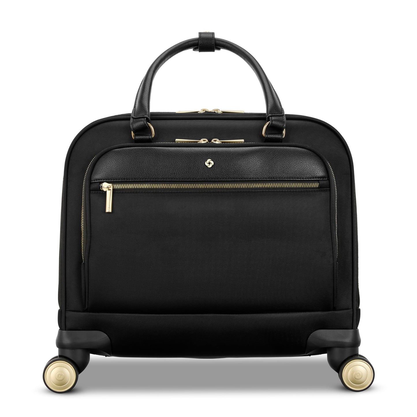 Samsonite Mobile Solutions 2 Spinner Mobile Office - Carry-On Rolling Laptop Bag with USB Pass-Through, Padded Laptop & Tablet Sleeves, File Organizer, Smooth Spinner Wheels, StackIt™ Strap - Black