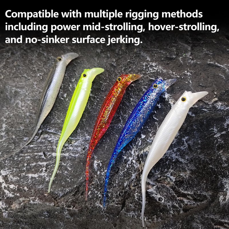 Eupheng 3.5Inches/4Inches/6Inches Soft Plastic Swimbait with Lip, Trimmable Tail, Realistic Mid-Strolling Hover-Strolling Soft Fishing Lures for Bass Fishing
