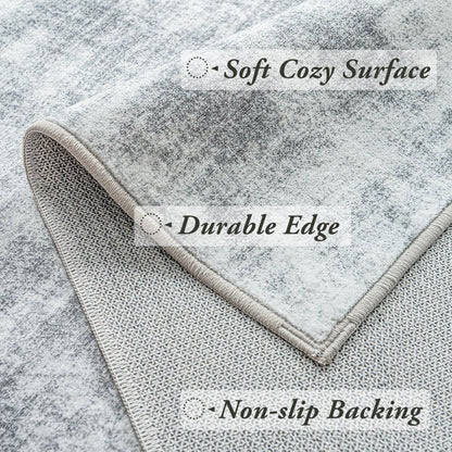 BILEEHOME Gray Extra Large Rugs for Living Room Minimalist Aesthetic Abstract 9x12 Area Rug for Office Playroom Light Grey Low Pile Floor Covering Carpet with Non Slip Washable