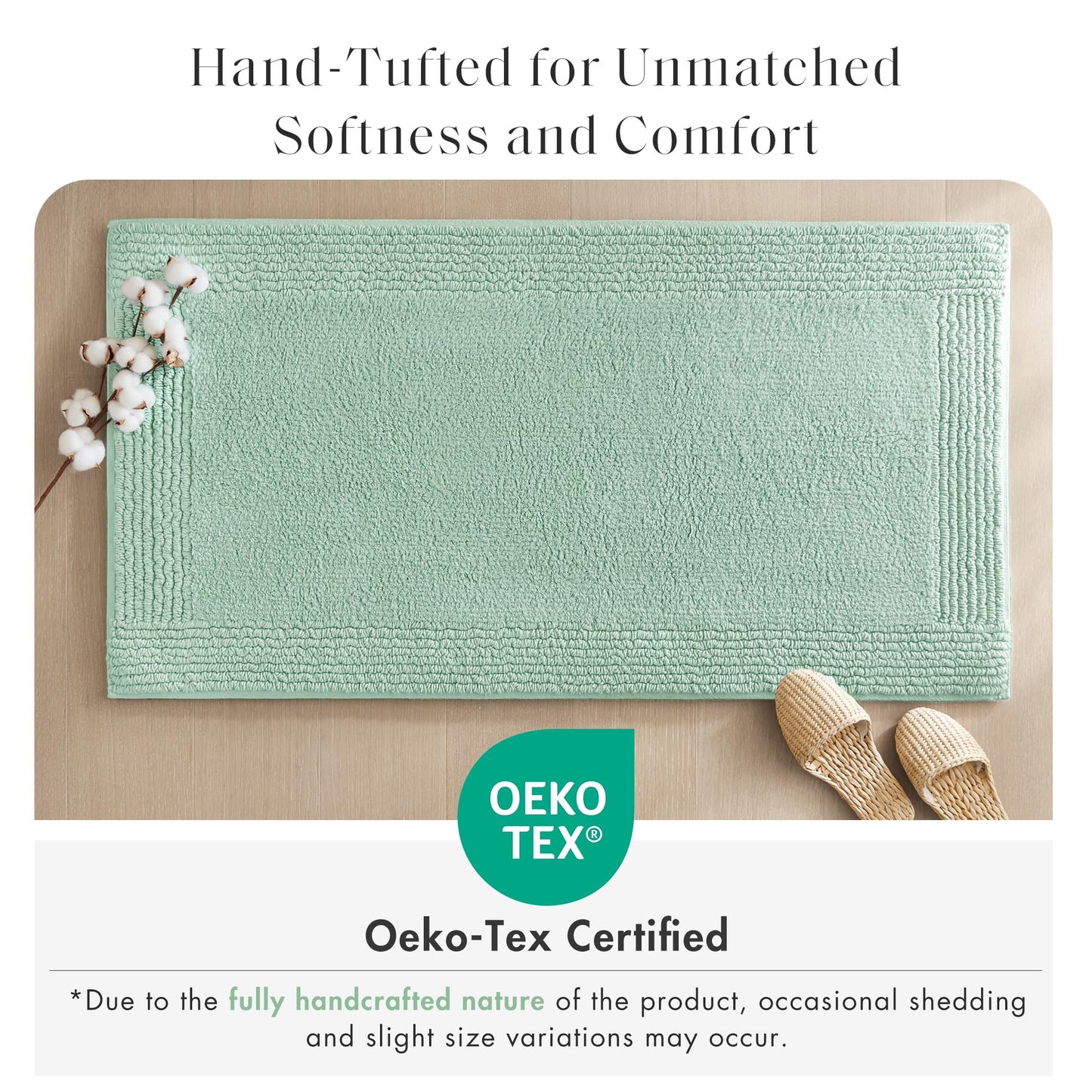 Madison Park Splendor Reversible 100% Cotton Tufted Bathroom Rug-3000 GSM Hotel Quality Luxurious Plush Medium Pile Bath Mat Absorbent, Quick Dry, Shower Room Décor, 17x24 Green