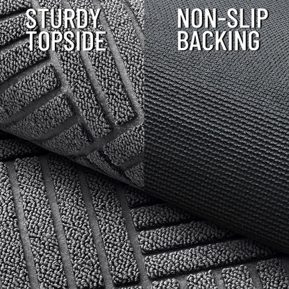 OLANLY Front Door Mat Outside Entrance 29.5x17, Absorbent, Heavy Duty Sturdy Natural Rubber Doormat Indoor Outdoor, Stain and Fade Resistant, Non-Slip Low Profile Floor Mat for Entryway, Grey Diamond