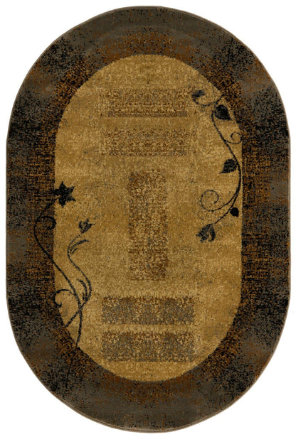 Unique Loom Barista Collection Area Rug - Excelsa (4' 1" x 6' 1" Oval, Beige/Brown)