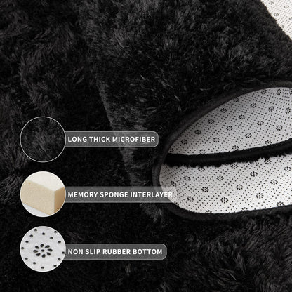 Tepook Area Rugs 10x14 for Living Room, Super Soft Fluffy Rugs for Bedroom, Modern Shaggy Rug Fuzzy Carpets for Kids, Plush Indoor Nursery Home Decor Rug with Non-Slip Bottom, Black