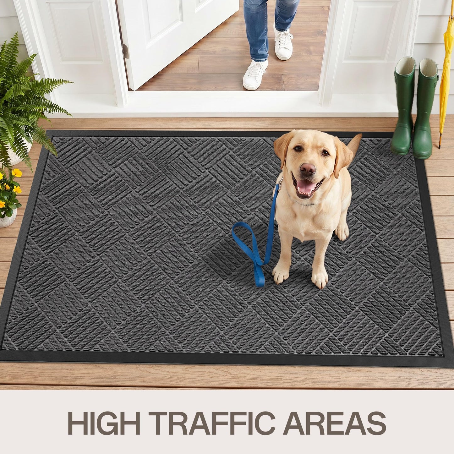 Amyracel Front Door Mat 36x48, Heavy Duty Durable Indoor Outdoor Entrance Doormat, All-Weather Dirt Trapper Waterproof Doormat, Fade Resistant, Non-Slip, Easy Clean Outside Patio Entryway Mat