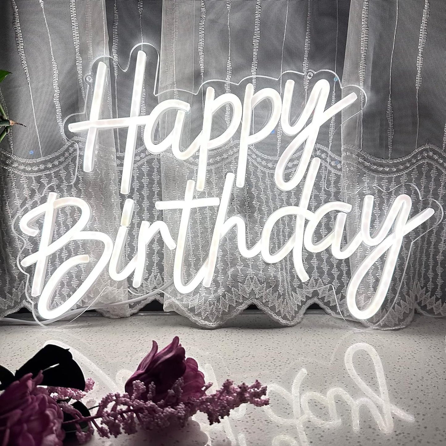 HFHungkeong LED Happy Birthday Neon Night Light for Wall Decor Art Wall Sconce Dimmable Neon Happy Birthday Sign for Birthday Party Home Decor, Bars, Christmas Celebration Occasions USB Powered 5V