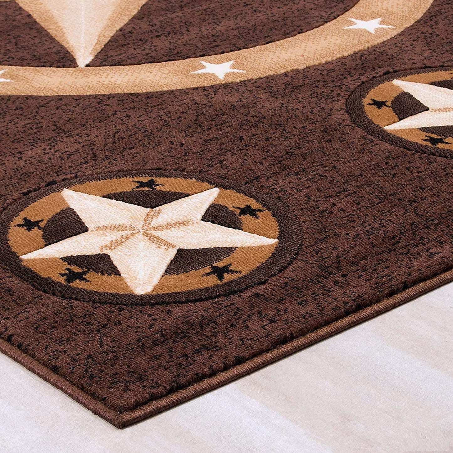 Champion Rugs Western Barn Farmhouse Star Texas Star Rustic Cowboy Country Area Rug Brown Carpet (5’ 3” X 7’ 5”)