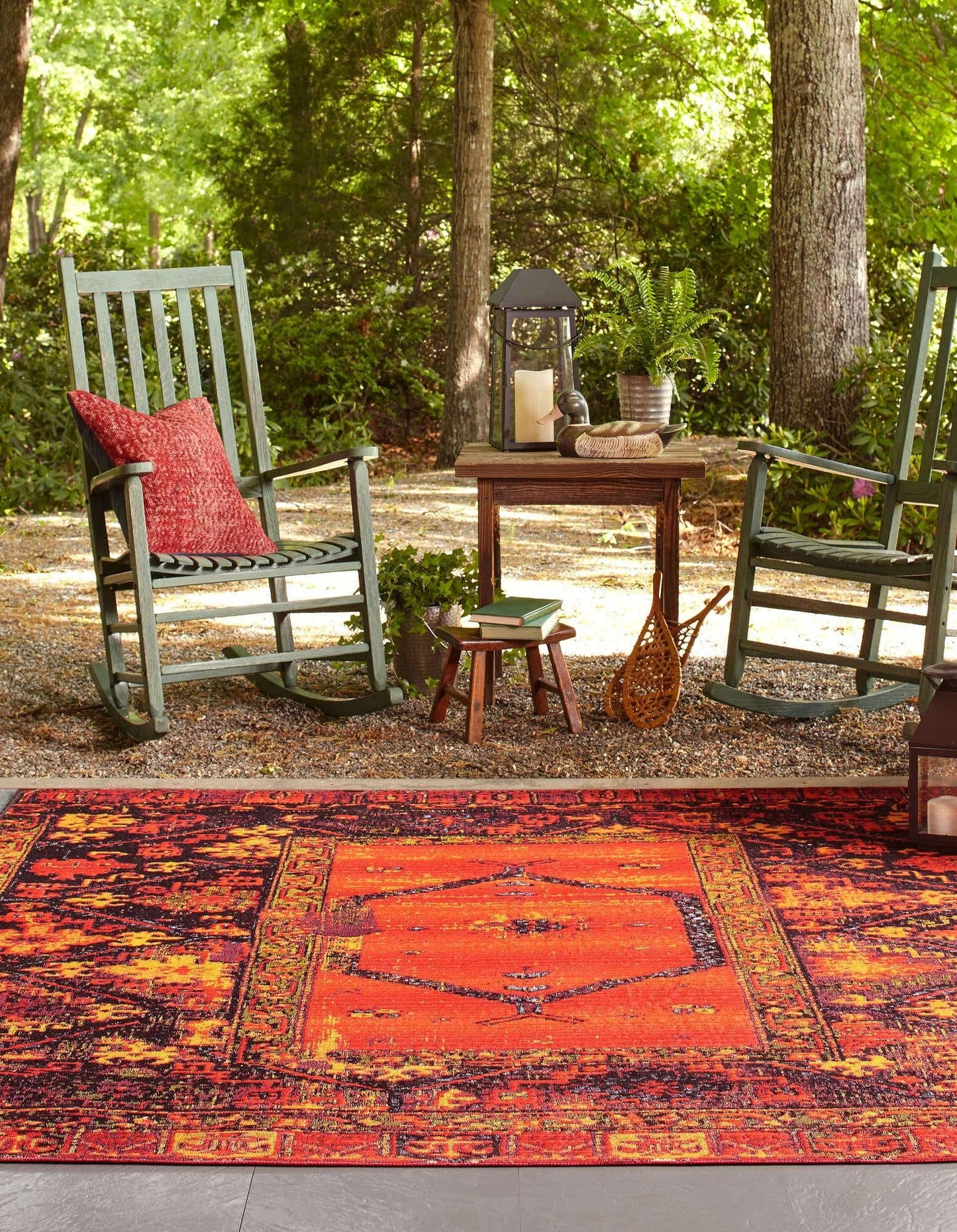 Unique Loom Outdoor Tribal Collection Area Rug - Quepos (5' 3" Square Multi/Black)
