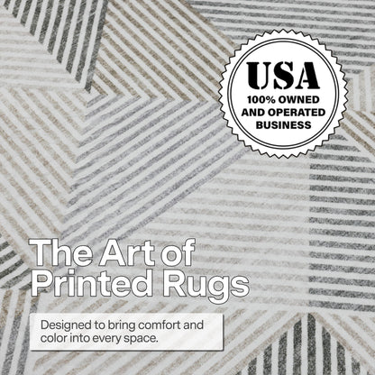 ReaLife Rugs Machine Washable Area Rug - Living Room Bedroom Bathroom Kitchen Entryway Office - Padded Low Pile Stain Resistant Premium - Modern Geometric Contemporary - Miles - Beige 5' x 7'
