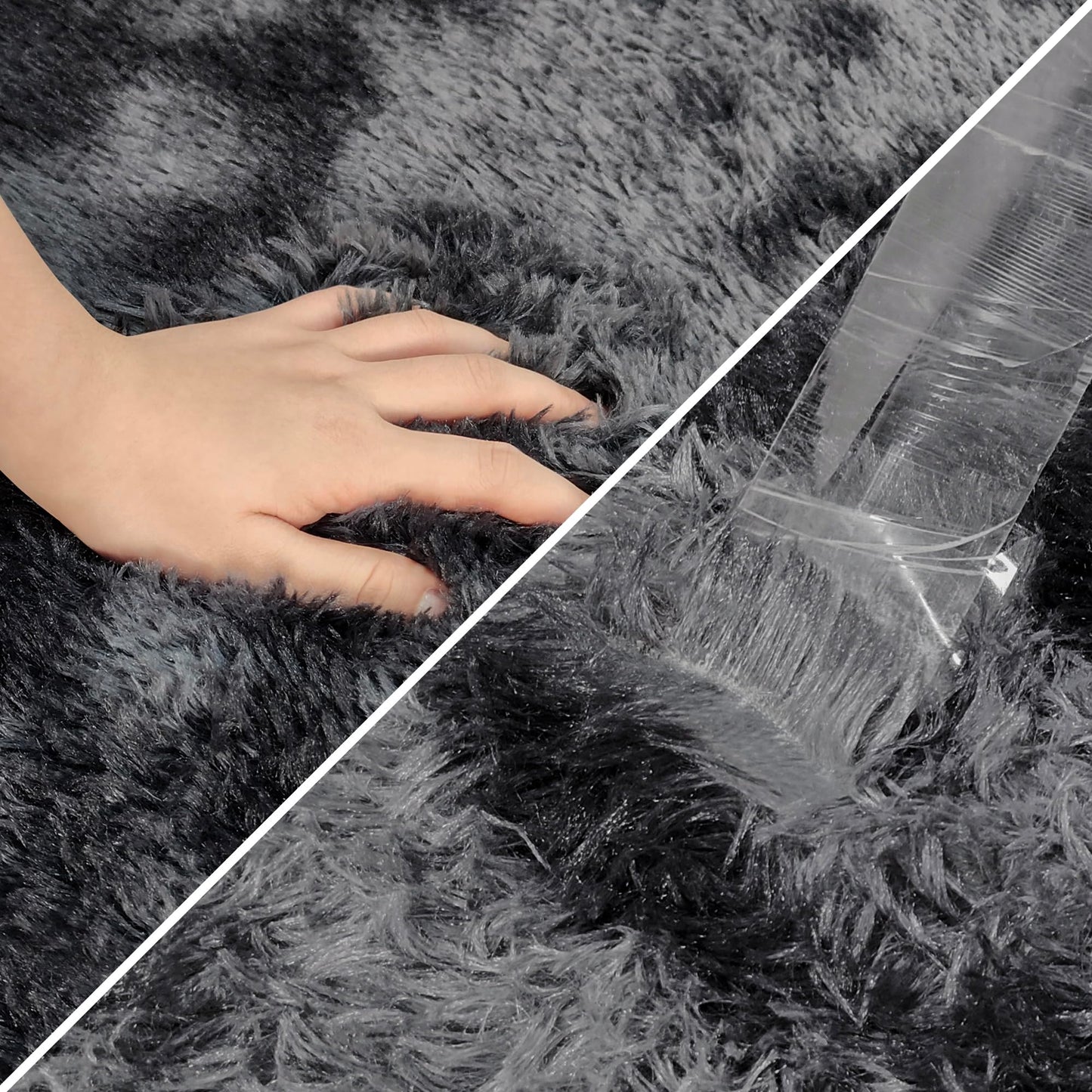 JiaoBaba Tie-Dyed Runner Rug for Bedroom Black Grey 2x6ft Fluffy Area Rug Bedside Runner Rug for Kids Room Boys Teens Nursery Baby Living Room Dorm Home Decor Carpets