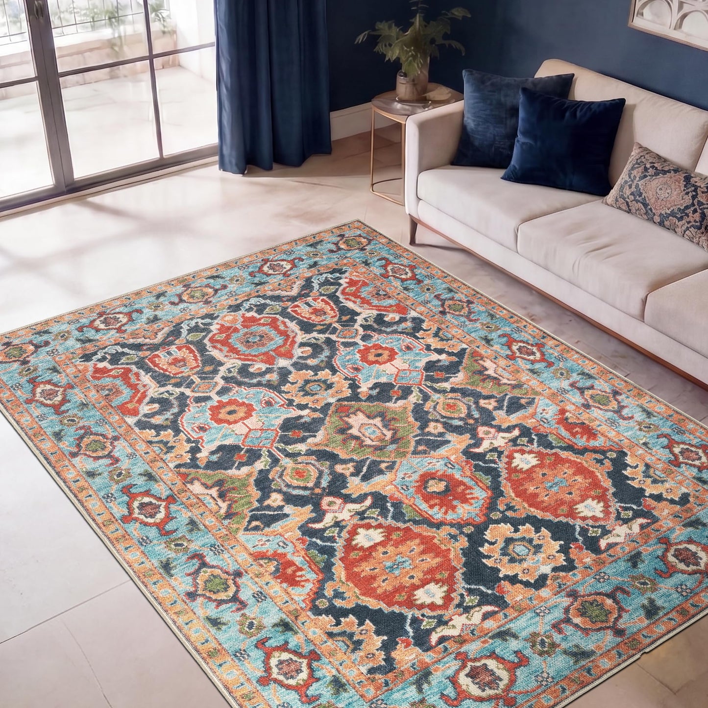 Keen Home Design 36"x60" Rug - Machine Washable Entry Rug with Non-Slip Backing, Ideal for Entryway, Kitchen, Bathroom, Laundry Room - Vintage, Easy Clean, Durable, Low Pile - (3' x 5')