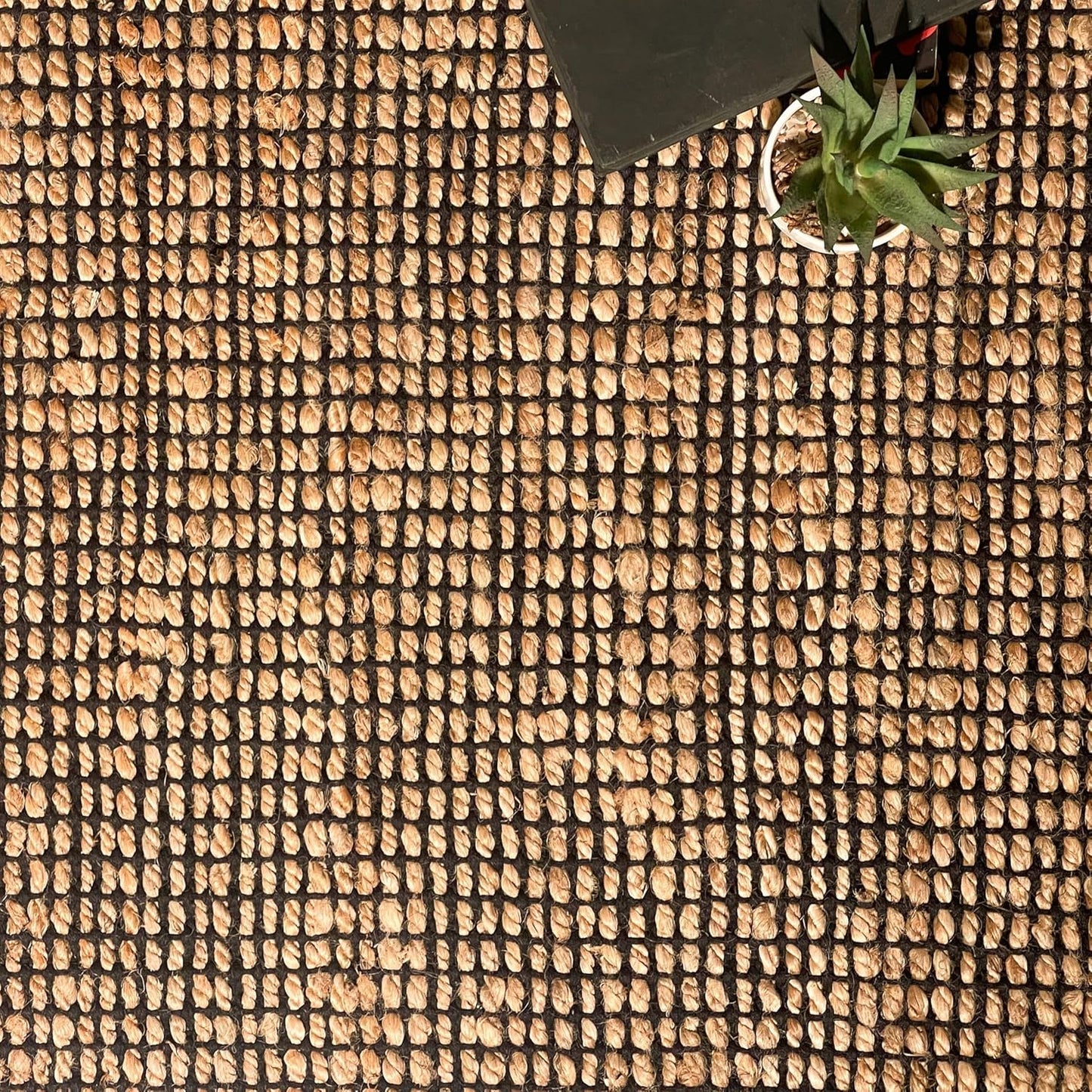 Chardin home 2x5 Jute Cotton Hand Woven Runner Rug | Braided Hallway Rug, Boho Rustic Style, Natural Jute/Black | Farmhouse Vintage Rugs for Entryway, Hallway, Foyer, or Kitchen