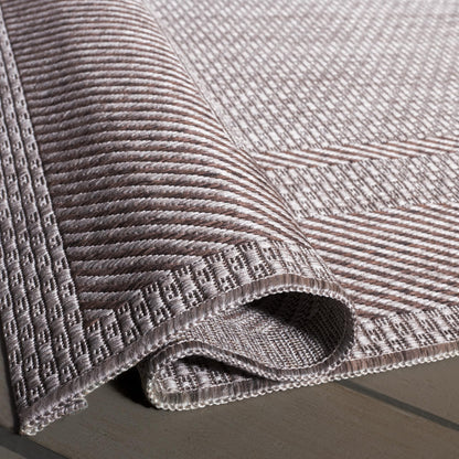 SAFAVIEH Washable Rug Outdoor Courtyard Collection - 8' x 10', Beige & Brown, Non-Shedding & Easy to Clean, Ideal for Patio, Backyard, Mudroom (CY8477-36312)