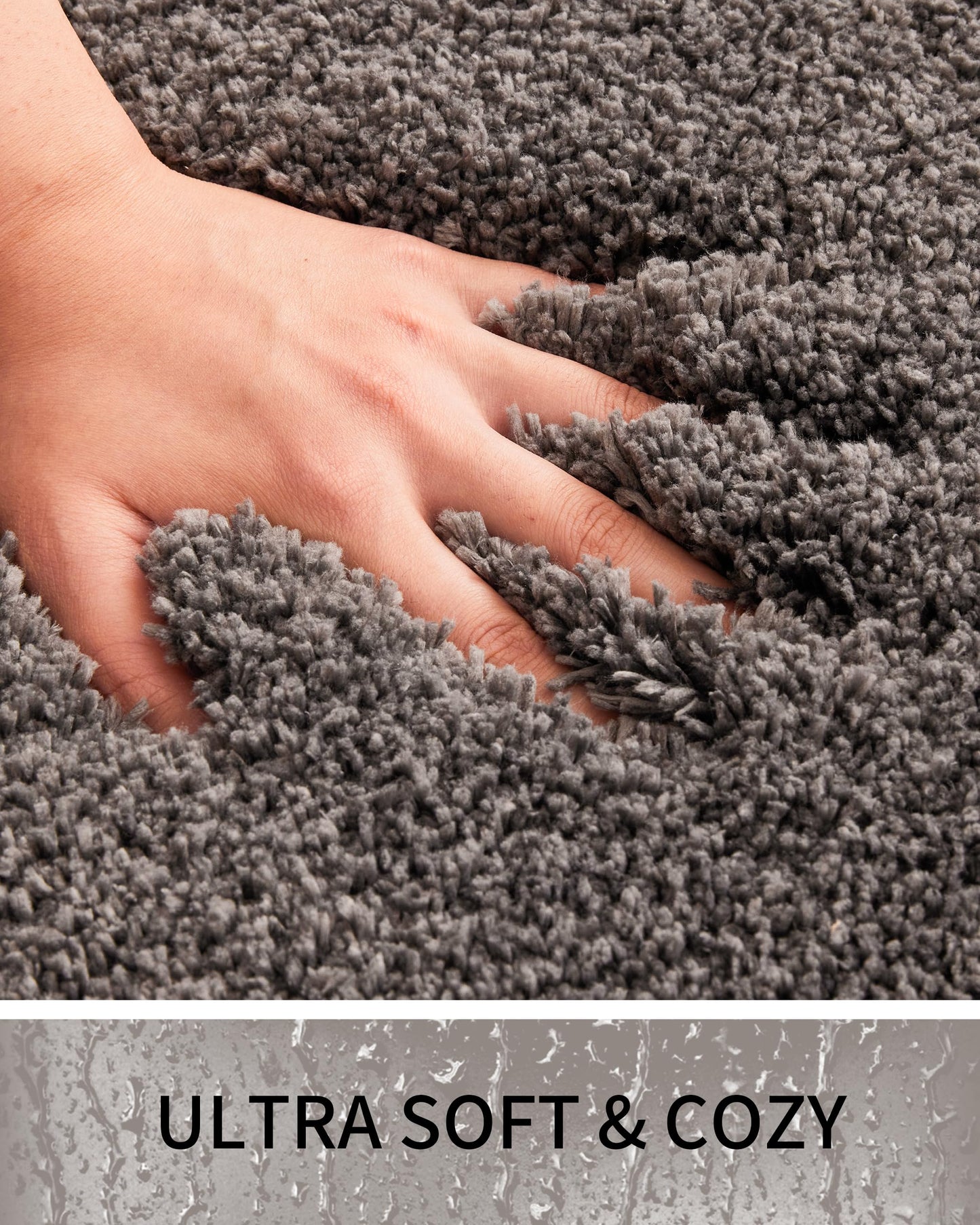 Ruggnovea Toilet Rugs U-Shaped Mat 24x22, Contour Bathroom Mat - Ultra Soft & Absorbent Microfiber, Quick-Dry, Machine Washable with High Density Foam Latex Non Slip Backing, Dark Grey