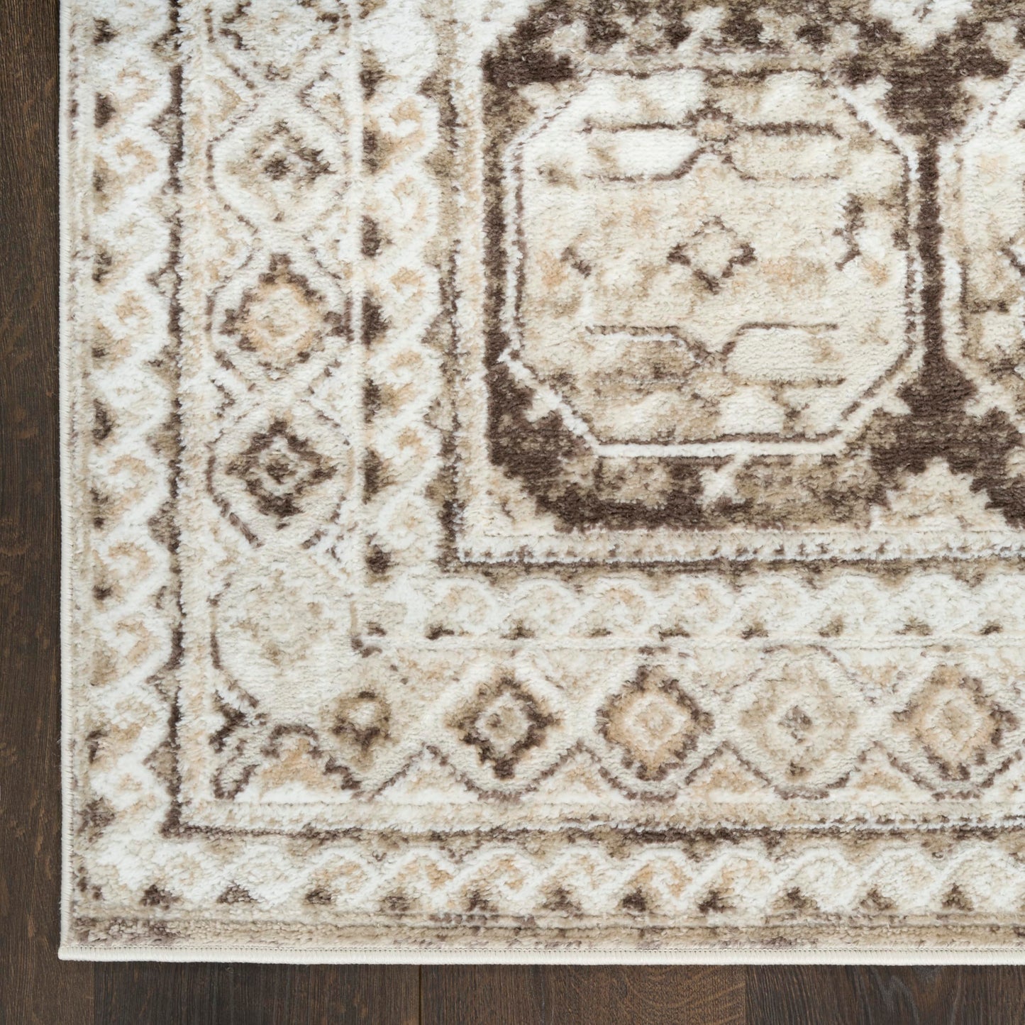 Nourison Home Dekor Ivory Brown 5'3" x 7' Area Rug - Easy Clean, Non Shedding, Bed Room, Living Room, Dining Room, Kitchen (5' x 7')