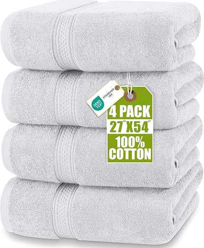 Utopia Towels 4 Pack Premium Bath Towels Set, 27 by 54 Inches, 100% Ring Spun