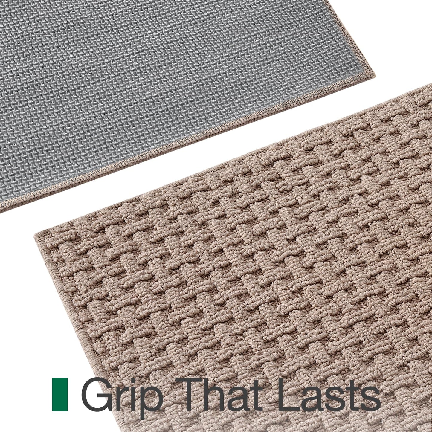 LUMI Washable Door Mat Indoor Entrance 17x30, Dirt Trapper Front Door Mats with Absorbent Interior and Non-Slip Rubber Backing, Entryway Doormat, Beige