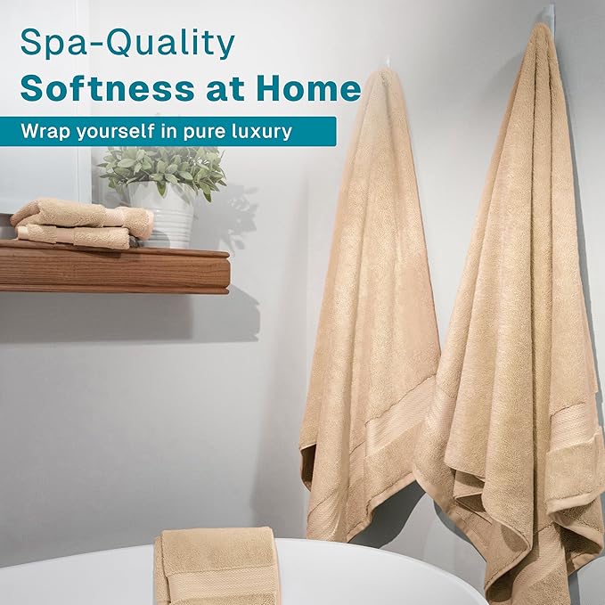 Fabdreams 100% Organic Cotton Bath Towel Set of 6 700 GSM Hotel Premium Plush