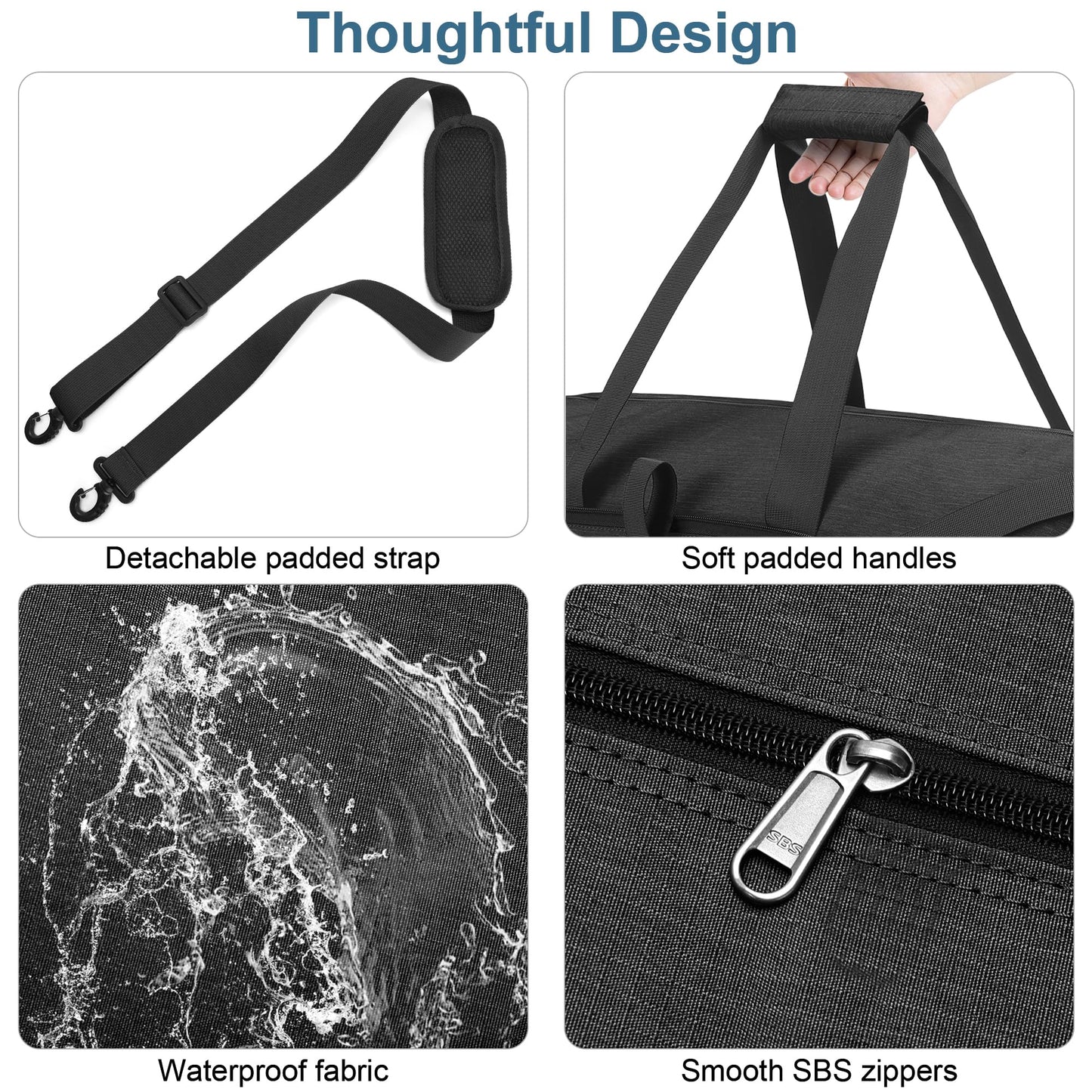 120L Foldable Waterproof Travel Duffel Bag for Men and Women with Shoe Compartment (Black, 120L)