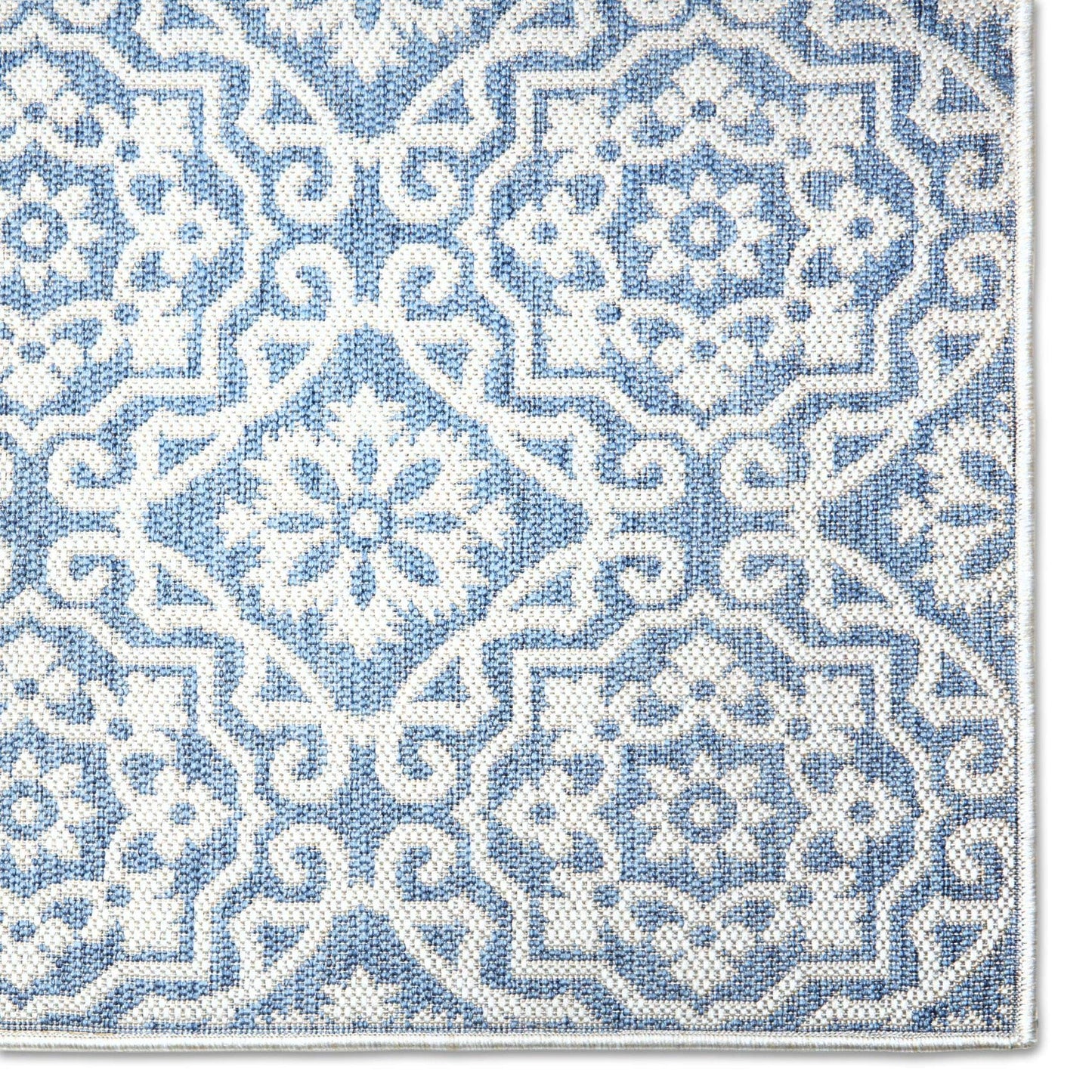 Nicole Miller New York Patio Country Danica Transitional Geometric Indoor/Outdoor Area Rug, Blue/Grey, 6'6"x9'2"