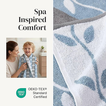 Modern Threads Organic Vines 6-Piece 100% Cotton Towel Set – Yarn Dyed Jacquard