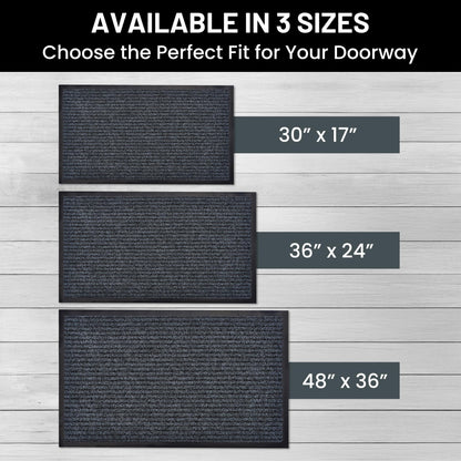 Sierra Concepts Front Door Mat Welcome Floor Mats - Entryway Indoor Outdoor Entrance Doormat, Patio, Porch, Muddy Shoe, Inside Outside Low Profile, 30x17 inches, 2-Pack Gray