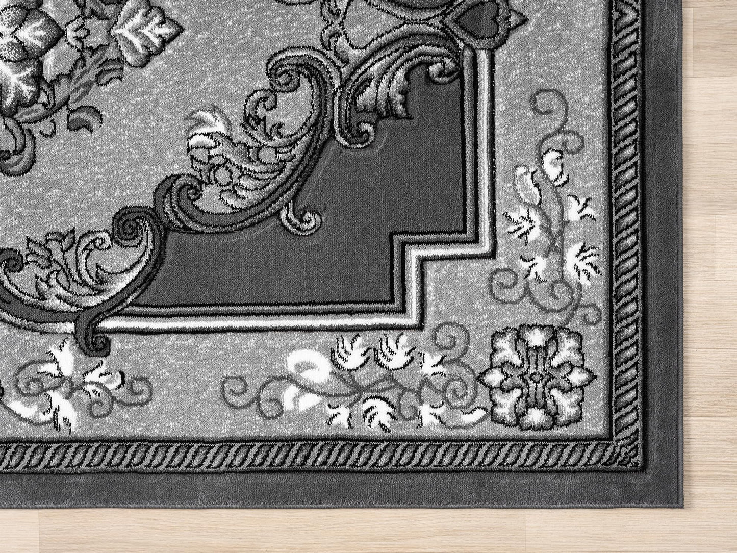 Modern Traditional Area Rug Hand Carved Oriental Floral Bohemian Vibrant Colors Carpet for Living Room Bedroom Design 9206 (Grey, 5' x 7')
