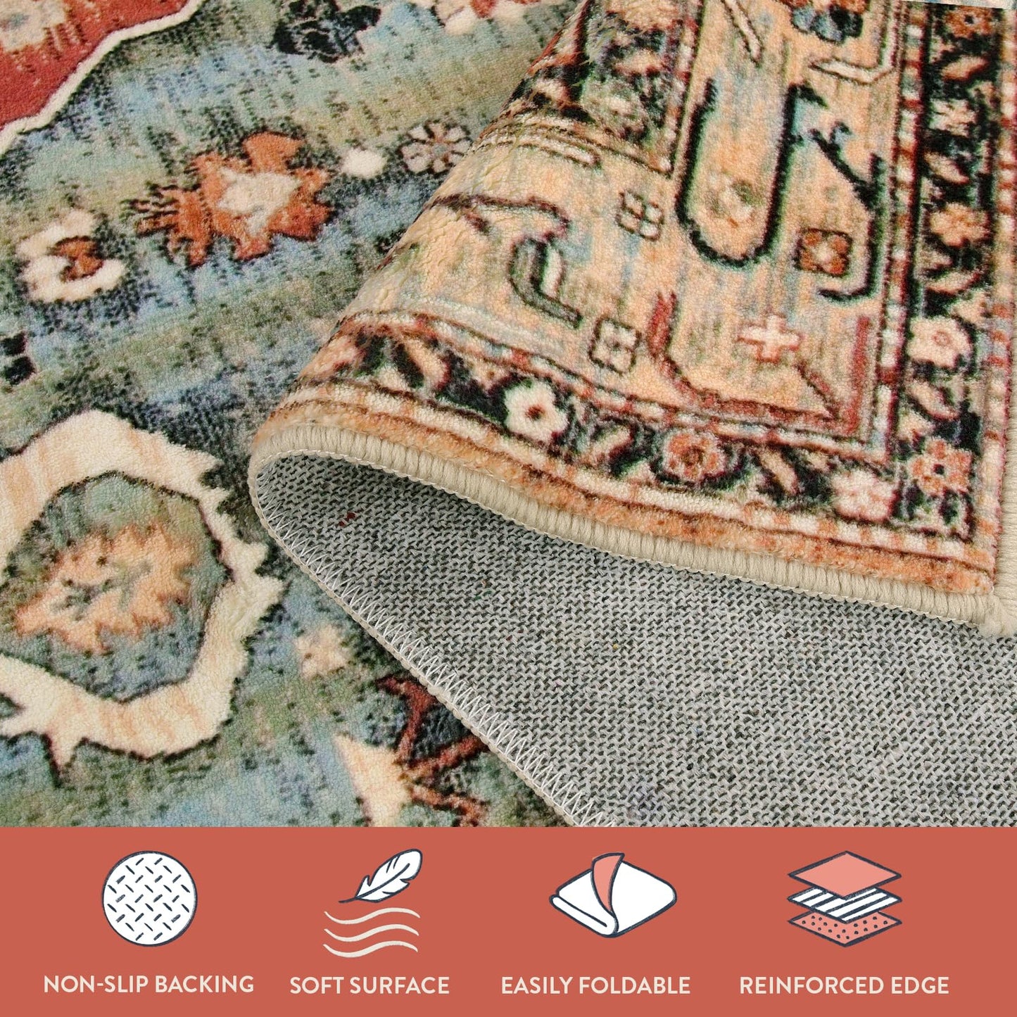 Lahome Felice Boho Tribal 2x3 Washable Small Rugs for Entryway Doormat Indoor Entrance, Throw Rugs with Rubber Backing, Bohemian Soft Non-Slip Bathroom Carpet for Bath Front Door Kitchen Floor