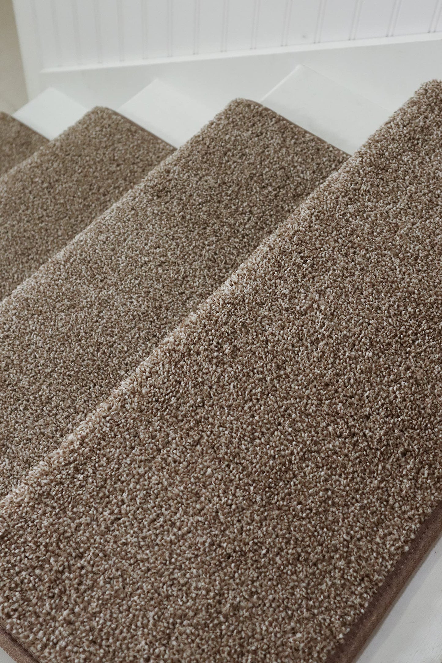 Oak Valley Designs™ Rounded Bullnose Carpet Stair Treads - Anti Slip Indoor Stair Mats for Wooden Stairs, Style: Stoney Brook, Dove 27" W X 9.75" D (Set of 14)