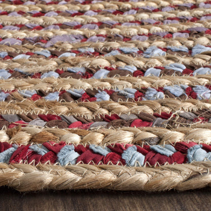 SAFAVIEH Cape Cod Collection Area Rug - 6' x 9' Oval, Natural & Multi, Handmade Boho Braided Jute, Ideal for High Traffic Areas in Living Room, Bedroom (CAP251A)