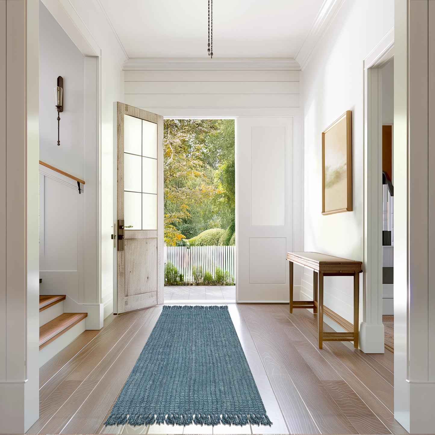 Nuloom Daniela Blue, 2'6" x 8', Handmade, Jute, Tassel, Soft and Textured, High Traffic, Stain Resistant, Easy Clean, Durable Runner for Bedroom, Living Room, Dining Space, Foyer, Entryway