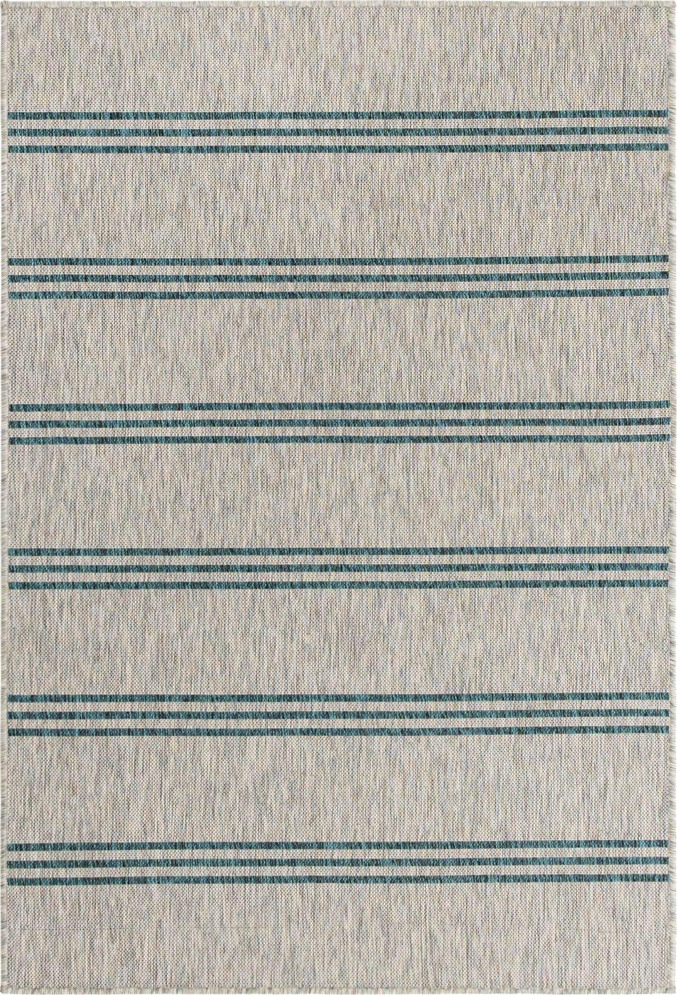 Unique Loom Outdoor Collection Area Rug - Anguilla (4' x 6' Rectangle, Light Gray/ Teal)