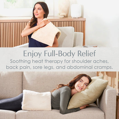 Pure Enrichment PureRadiance Luxury Heating Pad for Cramps, Back, Neck, & Shoulder Pain Relief, Patented Design, Soft Faux Fur & Micromink, 6 Heat Settings, Machine Washable, 12”x24”(Cloud)