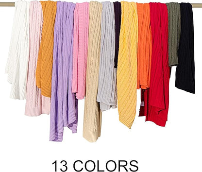 NTBAY 100% Pure Cotton Oversize (60x80) Cable Knit Throw Blanket, Super Soft Warm Knitted Throw Blanket for Bed, Sofa, Chair, Couch - Extra Cozy, Machine Washable, Comfortable Home Decor, Khaki