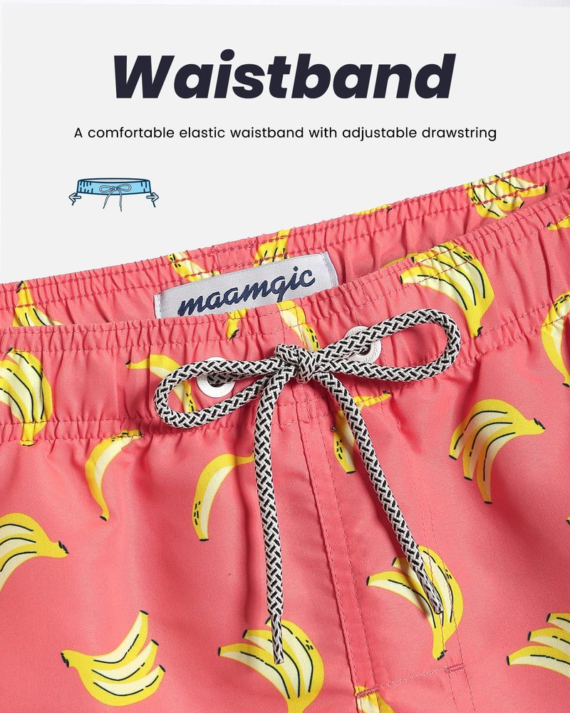 maamgic Mens Swim Trunks Quick Dry Swim Shorts with Mesh Lining Funny Swimwear Bathing Suits 7inch Banana X-Large