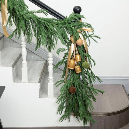 6FT Double Fullness with 88 Tips Norfolk Pine Garland Realistic - 72" Thick Deluxe Faux Christmas Greenery Garland Artificial Green Winter Pine Garlands for Mantle Staircase Table