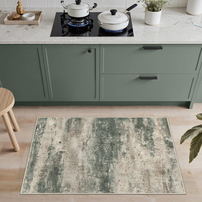 GENIMO 2x3 Rugs for Entryway, Washable Bathroom Kitchen Rugs Non Slip, Modern Abstract Soft Small Area Rug Indoor, Low Pile Throw Carpet, Sage Sand