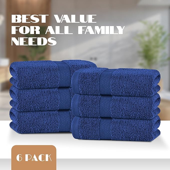 White Classic Navy Hand Towels for Bathroom Cotton Hand Towel Bulk for Gym