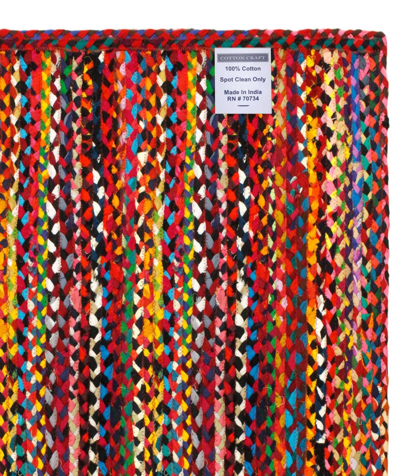 COTTON CRAFT Cotton Chindi Braid Rag Rug - Boho Farmhouse Rustic Area Accent Throw Rug - Handwoven Reversible Natural Recycled Cotton - Living Room Den Study Home Décor Gift - 2' x 3' - Multi Color