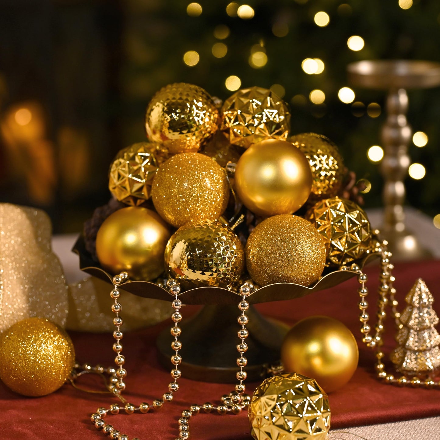 Valery Madelyn Christmas Tree Decorations Ornament Set, 50ct 2 Inches Gold Shatterproof Christmas Ball Ornaments Hanging Xmas Holiday Party Decor