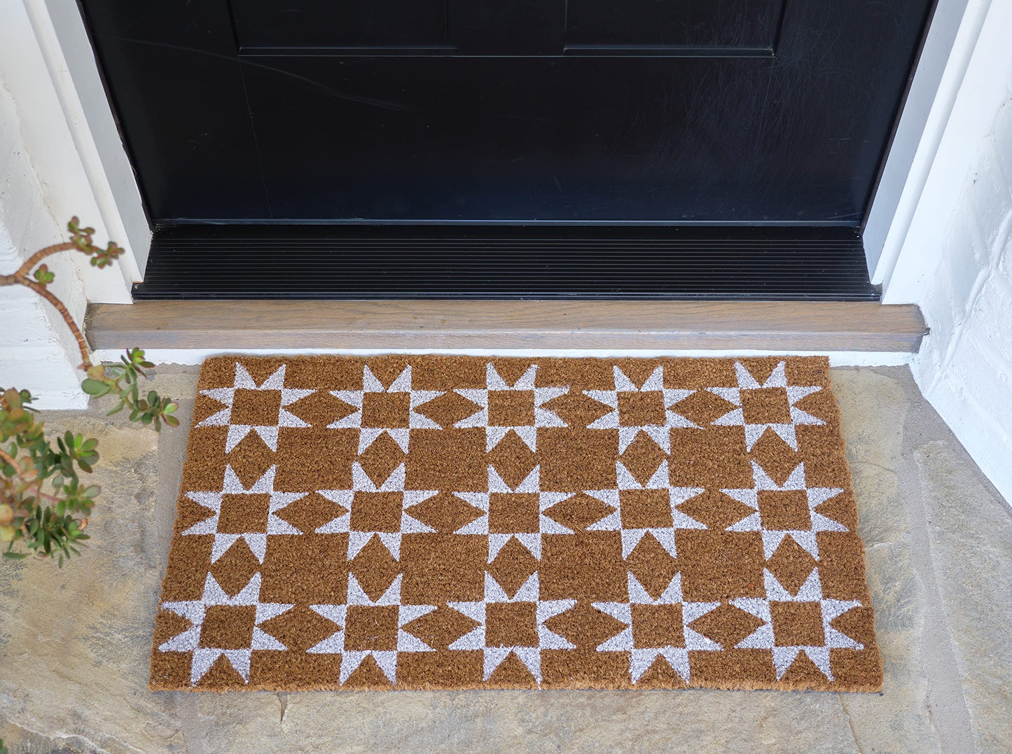 KAF Home Coir Doormat with Heavy-Duty, Weather Resistant, Non-Slip PVC Backing | 17 by 30 Inches, 0.6 Inch Pile Height | Perfect for Indoor and Outdoor Use (White)