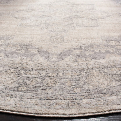 SAFAVIEH Brentwood Collection Area Rug - 4' Round, Cream & Grey, Medallion Distressed Design, Non-Shedding & Easy to Clean, Ideal for Living Room, Bedroom, Dining Space (BNT865B)