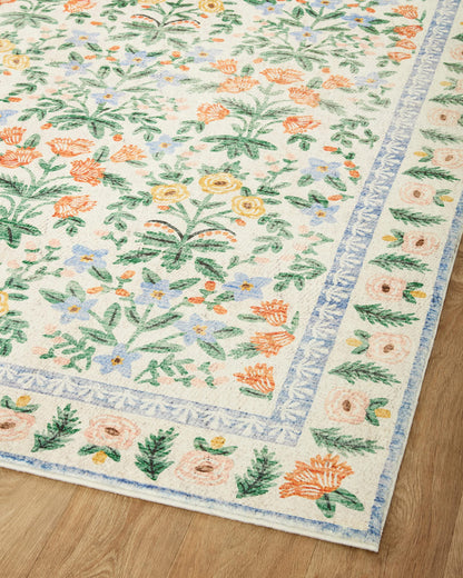 Loloi Rifle Paper Co. Eden Collection EDE-02 Mughal Garden Cream 7'-6" x 9'-6" Area Rug feat. CloudPile™